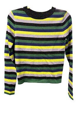 Daydreamer Cosmic Striped Lurex Knit Sweater Top  Small New Metallic